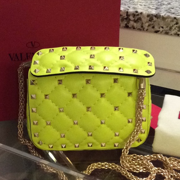 Valentino 2020 Neon Yellow Mini Rockstud Bag $1995 - Picture 6 of 8